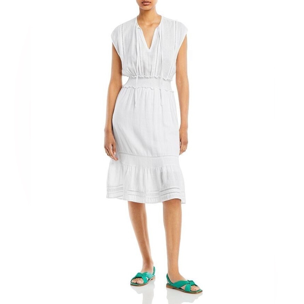 Rails Ashlyn‎ Stripe Linen Blend Midi Dress, Medium, White